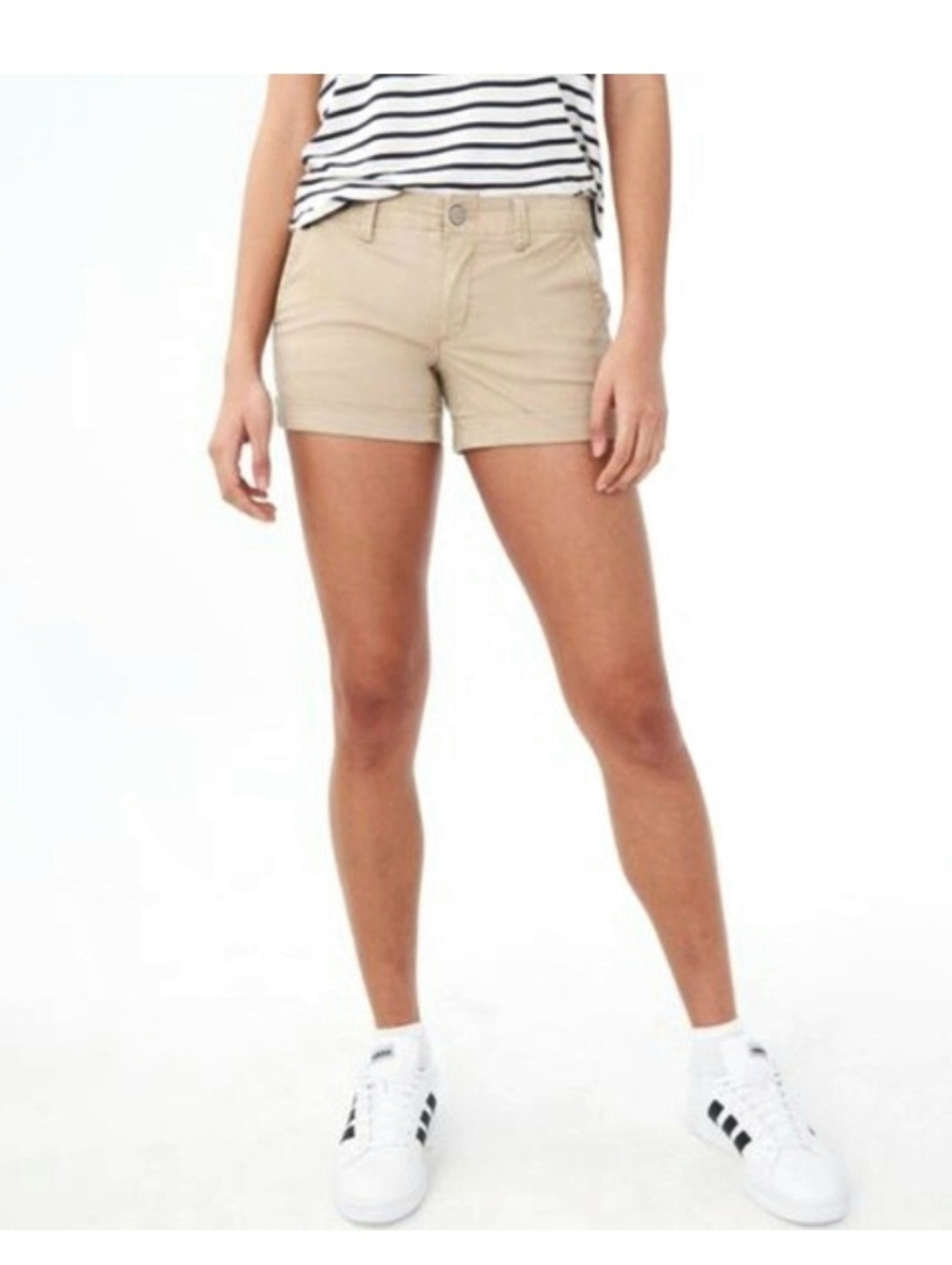 2010s Aeropostale Twill Cuffed Midi Chino Shorts Sz 6